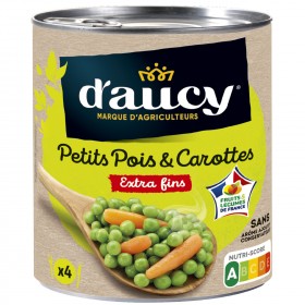 Petits pois extra tendres &carottes D'AUCY bte 4/4 530 G (B