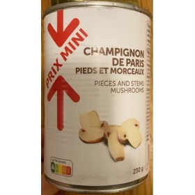 Champignons PRIX MINI  de Paris pieds & mcx Blanchard 1/2 230 G