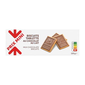 Biscuits PRIX MINI  tablette au chocolat lait 150 G (B)