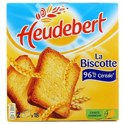 Biscottes HEUDEBERT natures 96% cereales 36 tr 290 G (B)