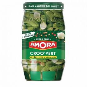 Cornichons AMORA extra-fins Croq'Vert bocal 370 G (B)