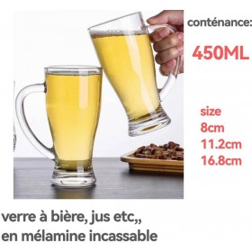 VERRE A BIERE EN MELANINE INCASABLE