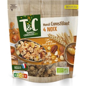 TERRES & CEREALES Muesli croustillant 4 noix bio 500 G (B)