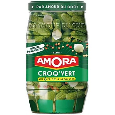 Cornichons AMORA fins Croq'Vert bocal 540 G (B)
